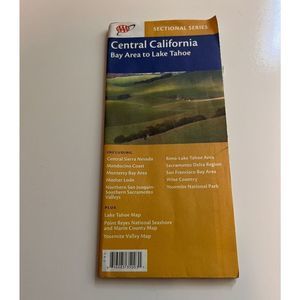 Central California Bay Lake Tahoe 2001 Travel Map AAA Yosemite National Park